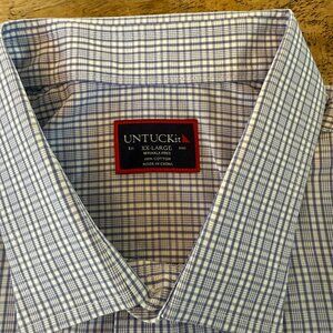 UNTUCKit XXL Purple/White Plaid Wrinkle-Free Button Down Shirt